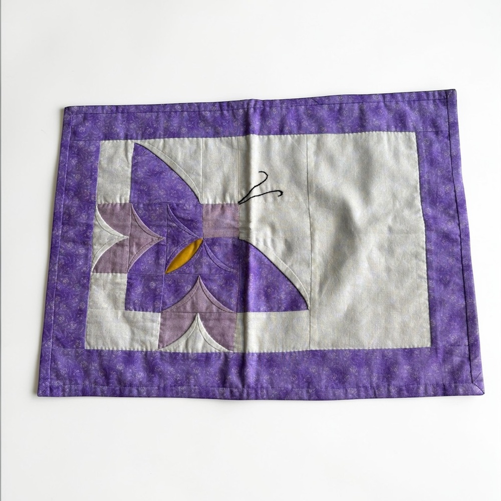 Handmade Quilt Placemat Purple Butterfly Patchwork Table Runner